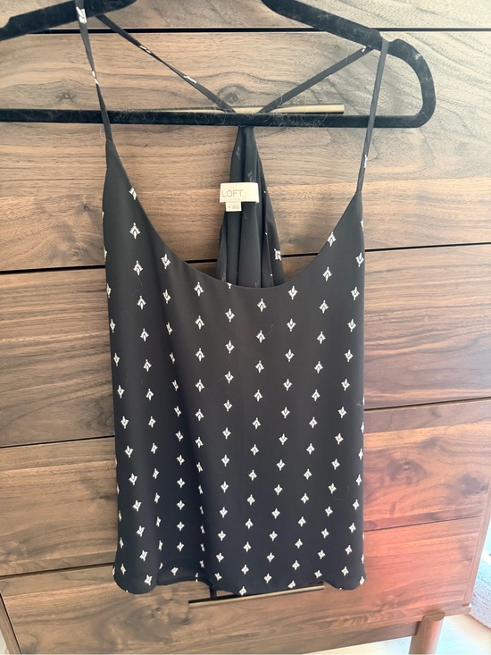 LOFT Tops - LOFT Black Printed Spaghetti-Strap Cami